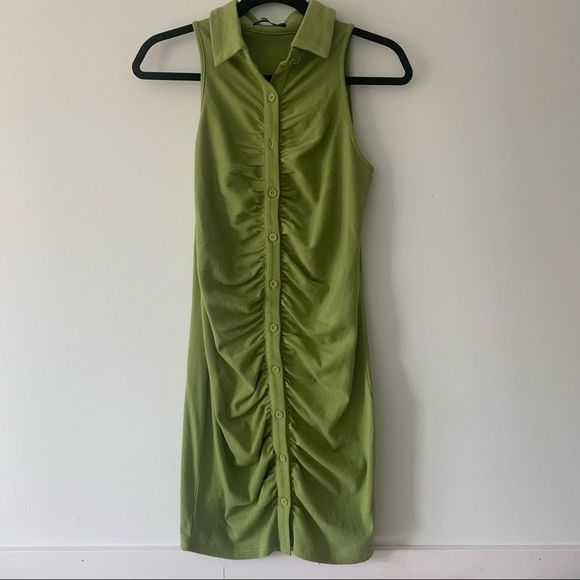 SHEIN Dresses & Skirts - Collared Front Halter Neck Button Front Scrunched Like Green Dress
